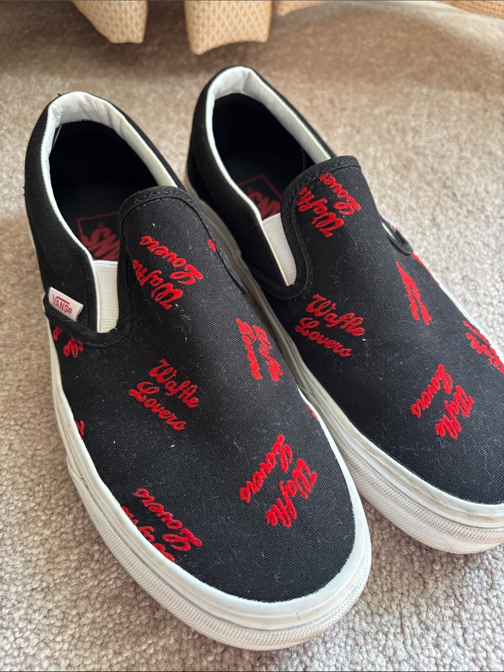 Vans Black Slip-On Loafers Waffle Lovers W8.5/M7